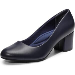 NWT DREAM PAIRS Women's Pumps Low Block Heel Dress Shoes Navy Sz 7.5 SDPU2462W